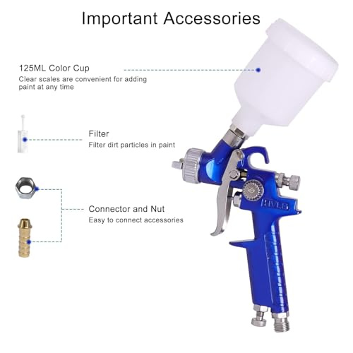 Roiketu H2000 Mini Paint Sprayer With 10Pcs 350Ml Mixing Quick Cup,Spray Paint Gun Set Contain 1.0/0.8Mm Nozzle thumb #5