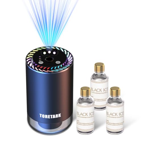 Image of Smart Car Air Freshener & 150ml Car Diffuser Oil Refill(Black Ice) | Auto On /Off, Ultrasonic Mist Technology, 3 Adjustable Mist Modes, 7-color Ambient Light, Star Light, Long Battery Life, Quiet