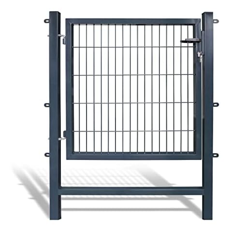 Koll Living - Puerta Easy, BxH 1 x 1 m, Antracita - Jardín para Valla Doble - Muy Estable - Completo con Postes, Material de Montaje & candado Cover