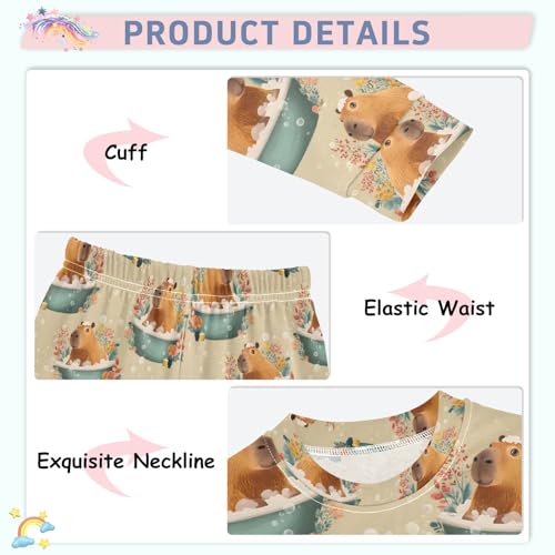 ALAZA Capybara Bubble Animal Pajamas Long Sleeve Sleepwear 2-Piece Pajama Set4