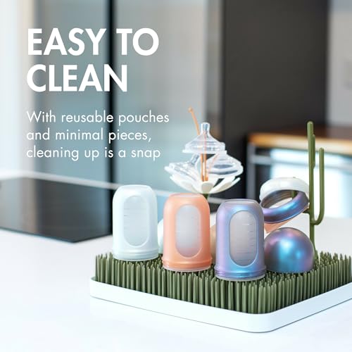 Image of Boon Nursh Bottles - Silicone Baby Bottles Help Ease Colic Symptoms - Formula and Breast Milk Only Touch Food-Grade Silicone - Medium Flow - 8 Oz - Metallic