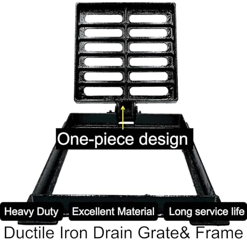 image for MASSLUNT Cast Iron Drain Grate and Frame 10x10 in, B-Class 28100 lbs H