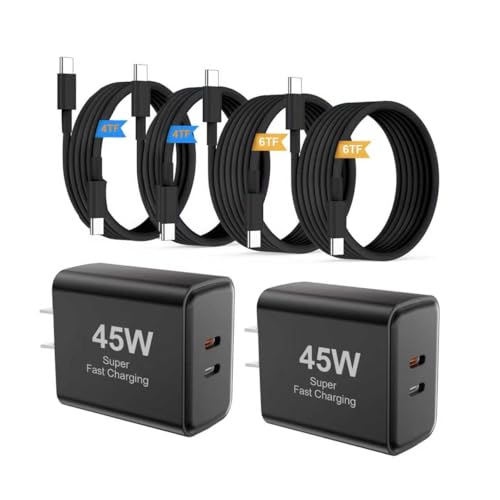 45W USB C Super Fast Charger,35W+10W Dual Type C Port Charger Block, with 4FT+6FT Type C Charger Cable,for Samsung Galaxy S25/S24/S23/S22/S21/i Phone 17/16/15