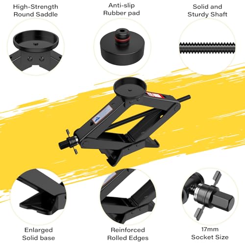 Image of 3 Ton Car Jack for Tesla Model Y Model 3, 4.1 inch-18.3 inch Lifting Scissor Jack with Lug Wrench, Tesla Tire Change kit for Model Y /3 /S /X.
