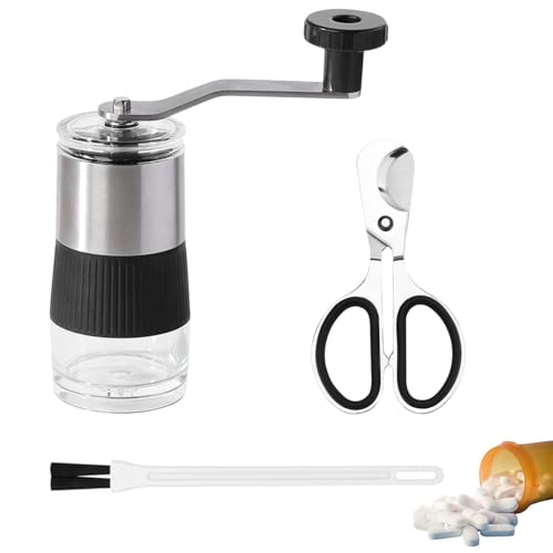 Tablettenmörser,Tabletten Zerkleinern, Wird mit Einem Medikamentenschneider und Einer Bürste Geliefert. Das Kompakte und Tragbare Modell Lässt Sich Leicht in der Mahlfeinheit Einstellen