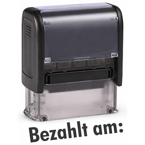 Die Stempel GmbH, Selbstfärber Imprint/Lagertext – Bezahlt am - Lagertextstempel zur Kennzeichnung von Dokumenten 37 mm lang