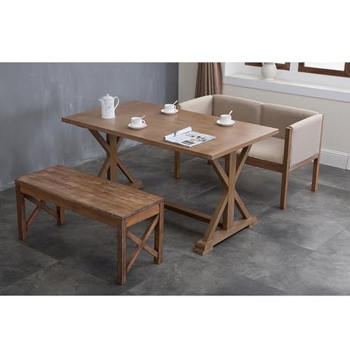 Banco de madera maciza campestre para comedor pasillo y dormitorio 8