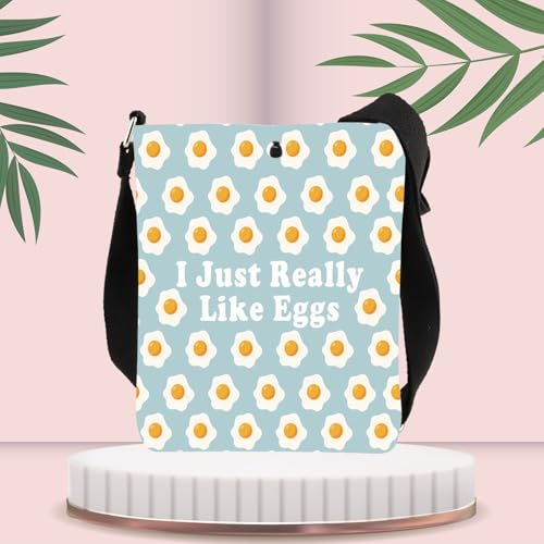 FUSTMW Eggs Gifts for Egg Lovers Chicken Eggs CrossBody Bag Cute Food Bucket Bags with Adjustable Strap for Travel Outdoor3