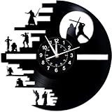 KingLive Vinyl Record Clocks Star Sci-Fi Warfare Film Theme Clock 12 Inch Birthday Gifts for Men, Death Star Classic Home Decor Wall Clock, Noled