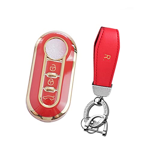 Coque de clé pour Fiat 500 rouge anti-choc étui de rechange pour protéger un boîtier usé