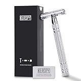 Double Edge Safety Razor for Men with 10 Disposable Razor Blades - Single blade double edge razor for men...