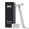 Keropy Double Edge Safety Razor, Single Blade razor for Men & Women, Shaving Razor with 10 Razor Blade, Metal Razor - Silver