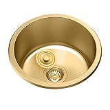 NOYHHAV Round gold kitchen sink stainless steel SUS304 Bar sink undermount/drop in Single basin kitc