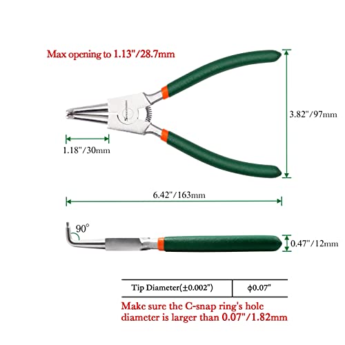 SPEEDWOX Alicates de anel de pressão de 17,8 cm Alicates de anel de pressão externo resistente com c