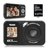 Rollei Compactline 64 Dual Screen Digitalkamera, 64MP 4K Fotoapparat mit Dual Display Kompaktes Fotokamera mit 18X Digitalem Zoom für Kinder Anfänger Schwarz, Digital-Kamera-Kompaktkamera-Fotoapparat