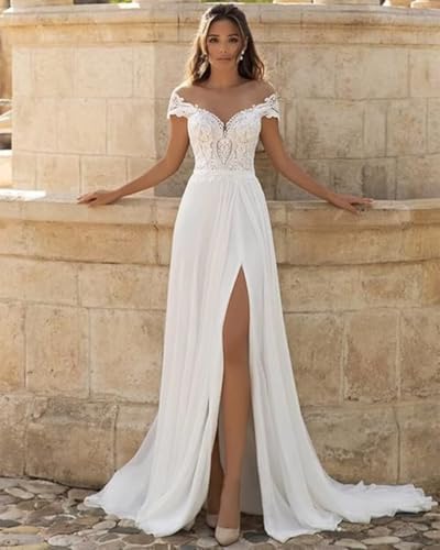 Spitze Applikationen Brautkleider Standesamt V-Ausschnitt Hochzeitskleider Für Damen Mit Schleppe