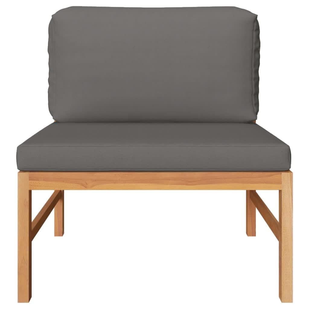 Set di 2 mobili da giardino in legno di teak, cuscini grigio scuro, resistenti alle intemperie, mobili da terrazza, divano da esterno per balcone, giardino