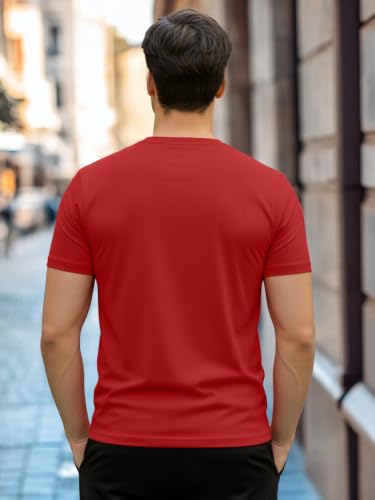 Image of LEOTUDE Mens Polycotton Boxy Regular Fit Printed Half Sleeve Round Neck Combo Dailywear & Gym Tshirts for Man (Colour: Multicolor)