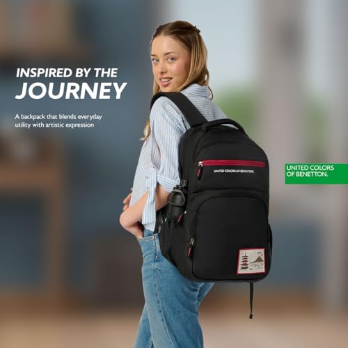 Image of United Colors of Benetton Unisex High-School Backpack BENTON | 3-Compartment Large Capacity Bag with Game Changer Graphics | Backpack for School Girls and Boys | 37L Capacity