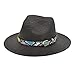 ZEELIY Adultes Unisexe rétro Western Cowboy Chapeau d'équitation Ceinture en Cuir Large Casquette Chapeau de Paille Vintage Kappe Herren Damen Basecap (Black, One Size)