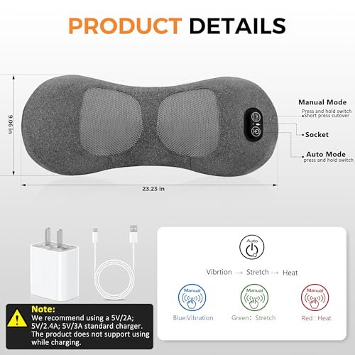 WEEIXPTI Cordless 4 in 1 Lower Back Massager, Triple Fusion Back Massager - Heat, Vibration and Traction, 2600mAh Rechargeable Portable Electric Lumbar Pillow - image 8