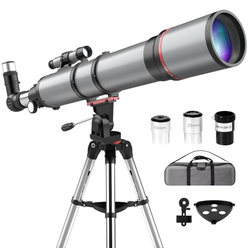 Aurosports Telescope for Adults High Powered - 90mm Aperture 800mm Portable Refractor Telescope for Adults Astronomy Beginners & Kids with Tripod Phone Adapter Carrying Bag