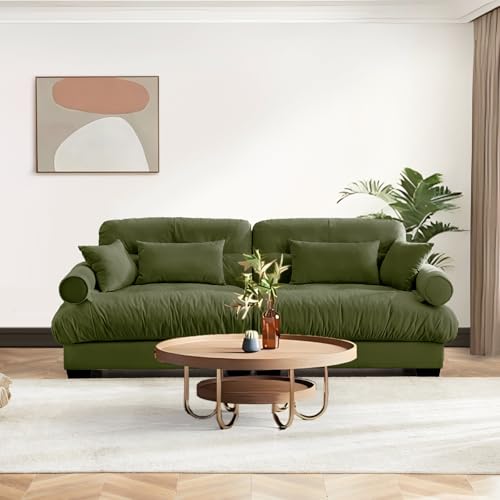 Image of SoarFlash Modern Living Room Velvet Recliner Sofa Small Sofa, Loveseat Sofa for Apartment, Green