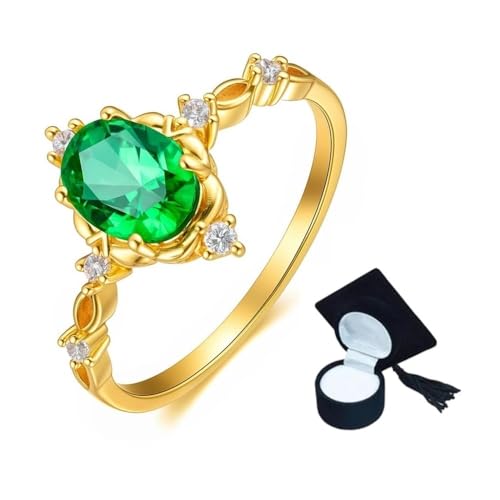 Anel De Formatura Feminino Pedras Cursos Variados Presente (Verde, 25)
