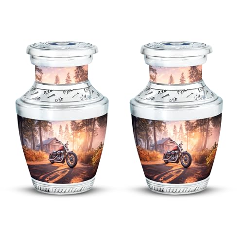 Image of Bike Urn - Cremation Urn - 3 Inch - Pack of 2 - Decorative Urns for Mom & Dad - Human Remain - Unique Urns for Ashes