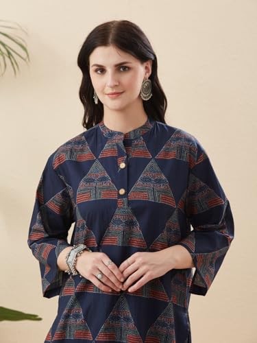 Image of MOKOSH Women's Cotton Printed Full Sleeve Round Neck Kurta Palazzo Co-Ord Set