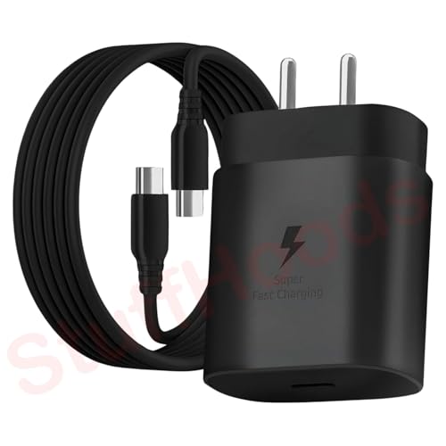 Image of 25W PD Charger for Samsungg Galaxy Tab A9+ Charger Original Travel Adapter Like Type-C Port Super-Fast Charging Charger S /A /M /F Series with 1M Type C to Type C USB Cable (LB1, Black)