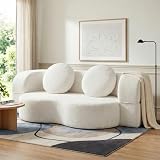 Vongrasig 77” Convertible Sofa Bed, Folding Boneless Couch, Floor Sofa 2-in-1 Curved Couch for Small Living Room, Apartment, Guest Room, White