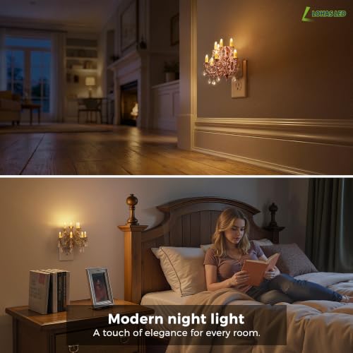 Image of L LOHAS LED Night Lights Plug into Wall,Crystal Chandelier Candle