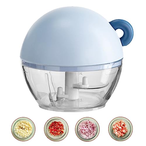 Mini Garlic Chopper，Manual Food Chopper Vegetable Cutter，Pull String Chopper For Veggies, Ginger, Fruits, Nuts, Herbs，Garlic Mincer With Bpa Free Food Safe Material-Portable And Easy To Clean (Blue) #TOP12