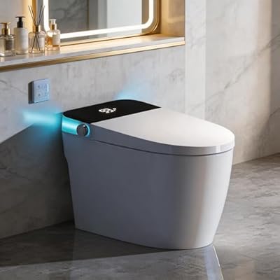 Smart Toilet with Elongated Heated Seat, Dual Auto Flush, Manual Soft-Close Seat & Lid, Night Light, Tankless Electric Toilets for Bathroom with Siphon Dual Flush 0.8/1 GPF, MAP 1000g