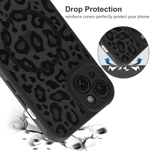 Image of KANGHAR Case for iPhone 15 Plus Phone Case Leopard Printed Pattern | Cute Cheetah [Compatible with Magsafe] Protective Magnetic Case for Girls Women Men 6.7 inch