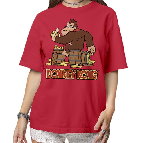 Isaac Morris Limited Donkey Kong Eating Bananas on Barrel Mens and Womens Short Sleeve T-Shirt