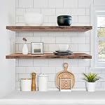 Sorbus Floating Shelves - 2 Long Wall Shelves for Bedroom, Kitchen, Living Room, Bathroom, Home Decor, Farmhouse - 35 x 9 Inch Mahogany Mounted Shelves - Image 2