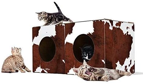 Cat Lovebox Modular Cat Condo | Cat House | Cat Tree | Cow Print | 2 Pack