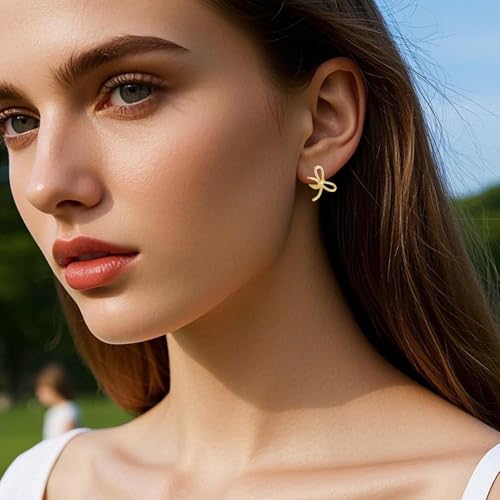 Bow Hoop Earrings for Women Gold/Silver Bow Statement Tassel Rhinestone Earrings Jewelry Gifts3