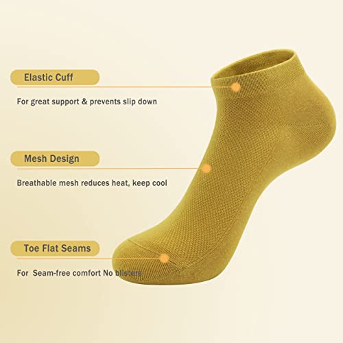 Image of SERISIMPLE Ultra-Thin Comfort Viscose Bamboo Mesh Ankle Socks for Women -Breathable Lightweight Low-Cut Socks 5 Pairs