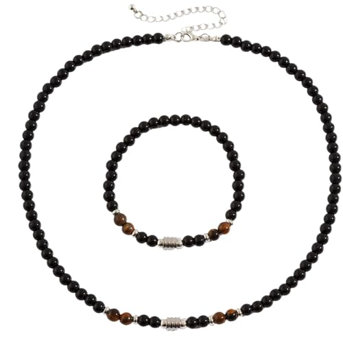 Collier perles de verre et oeil de tigre lot de 2 pour sublimer vos tenues d'été et soirées
