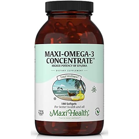 Omega 3 Supplement - Omega-3 Fish Oil Concentrate - Higher Potency Source of EPA / DHA Fatty Acids - Heart, Brain & Joint Health - Kosher Certified Wild Caught Marine Fish - 180 Vegetarian Softgels Cover