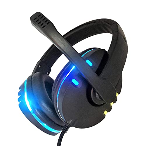 Gaming Headphones with Microphone,Yusonic PC Gaming headsets with mic for Office, School, Network Class. ps4 Gaming Headset with Light (3.5 Jack, Black)