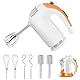 Handmixer, 300W Elektrischer Handrührgerät 5 Geschwindigkeitsstufen mit Turbo-Taste, Mixer Handrührer mit Basis für die Lagerung, 6*Edelstahl Zubehör