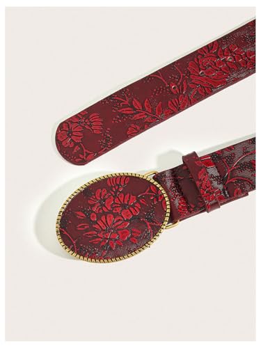 Women's Floral Genuine Leather Belt Vintage Western Cowgirl Waist Belt4