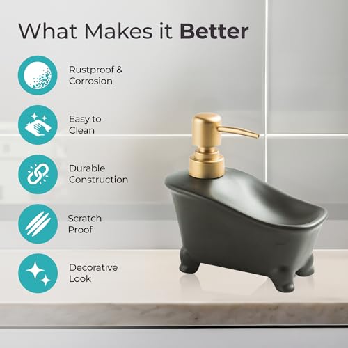 Image of The Better Home 350ml Ceramic Soap Dispenser for wash Basin - Black | Kitchen Accessories Items | Handwash Dispenser Bottle
