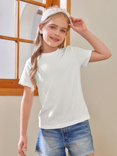 Girls Short Sleeve T Shirts Kids Summer Tops Crewneck Tees 5-14 Years3