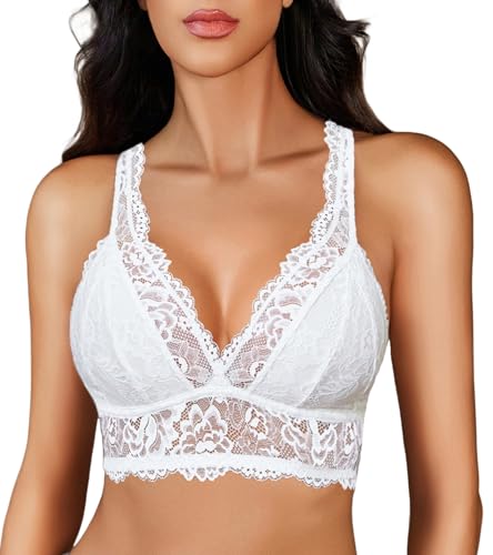 Image of Avidlove Lace Bralettes for Women Wireless Unpadded Bras Racerback Cami Tops Basic Sexy Strappy Everyday Lingerie