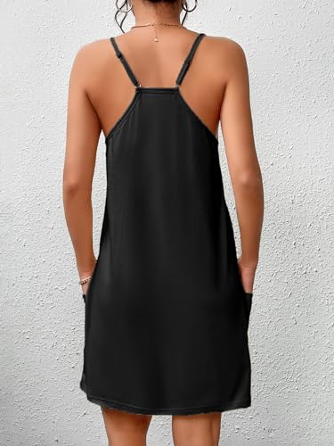 Ekouaer Sleeveless Nightgowns for Women Cotton Sleepwear Adjustable Spaghetti Strap Chemise Pj Dress with Pockets S-3XL - Image 4